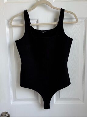 Black Tank One-Piece Bodysuit for Women - Classic Scoop Neck